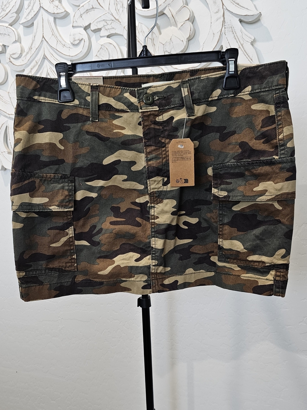 Levi's Camo Cargo Military Y2K Mini Skirt Green Brown Women's Sz 30